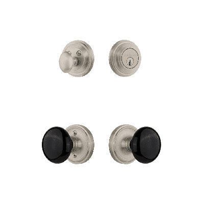 Nostalgic Warehouse Classic Rosette Entry Set with Black Porcelain Knob