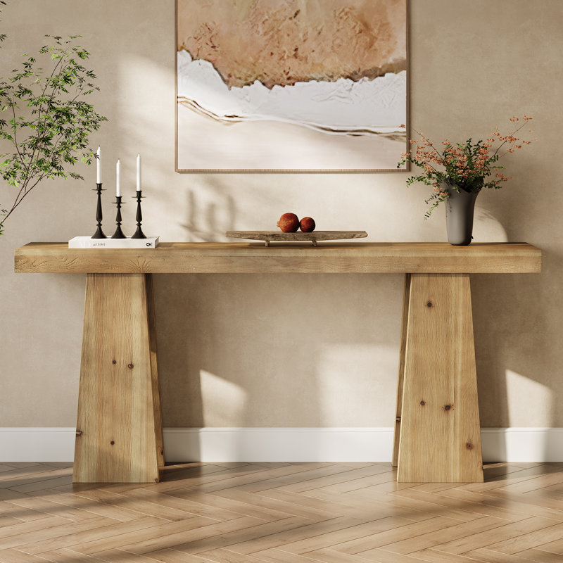 70.9" Solid Wood Console Table, Farmhouse Entryway Table