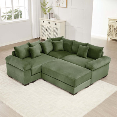 Canapé modulaire en L surdimensionné convertible en L surdimensionné à 3 places avec accoudoir extra large et 1 repose-pieds