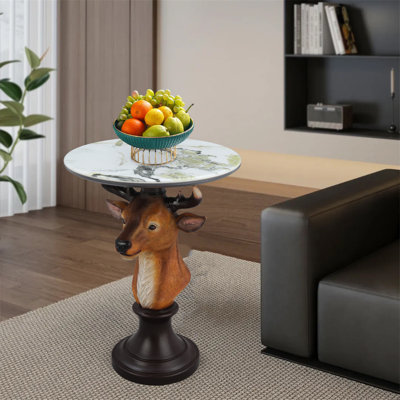 Table d'appoint avec tête de cerf et table d'appoint