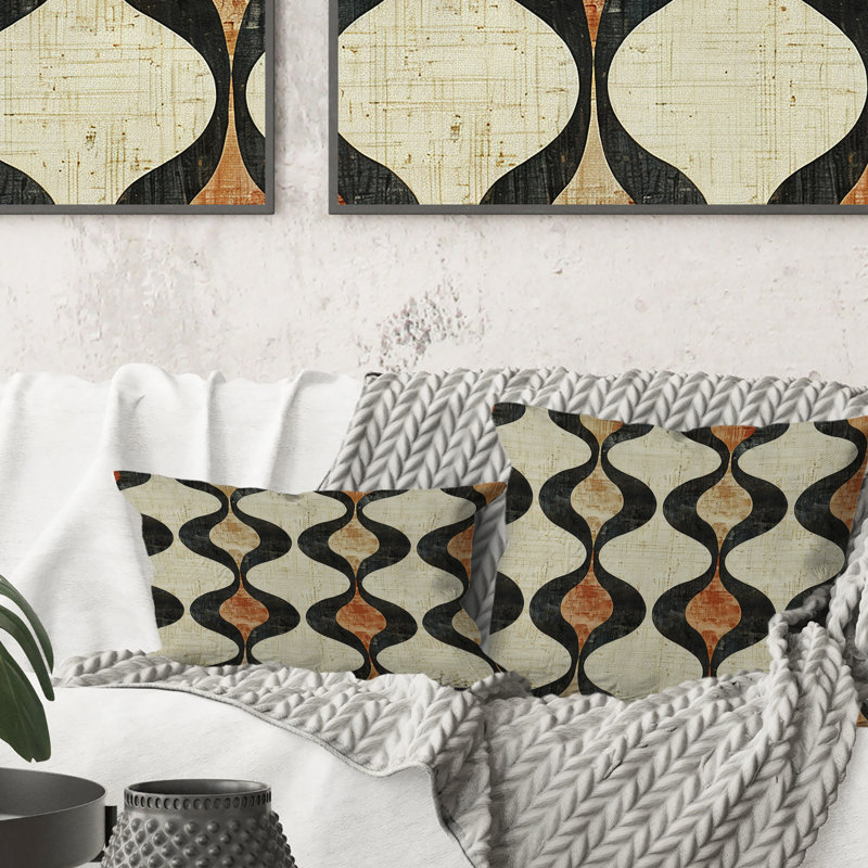 Coussin lombaire brun Mid-Century