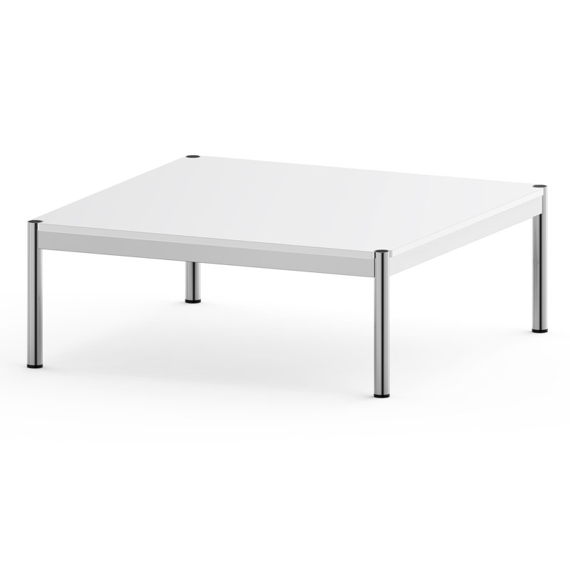 Brothir 39.4'' Wood Top Square Coffee Table with Stainless Steel Base 3 Min to Assemble, White