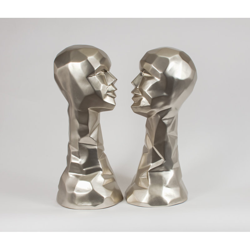People Statue, 20.5" H x 9" W x 8.5" D, Silver