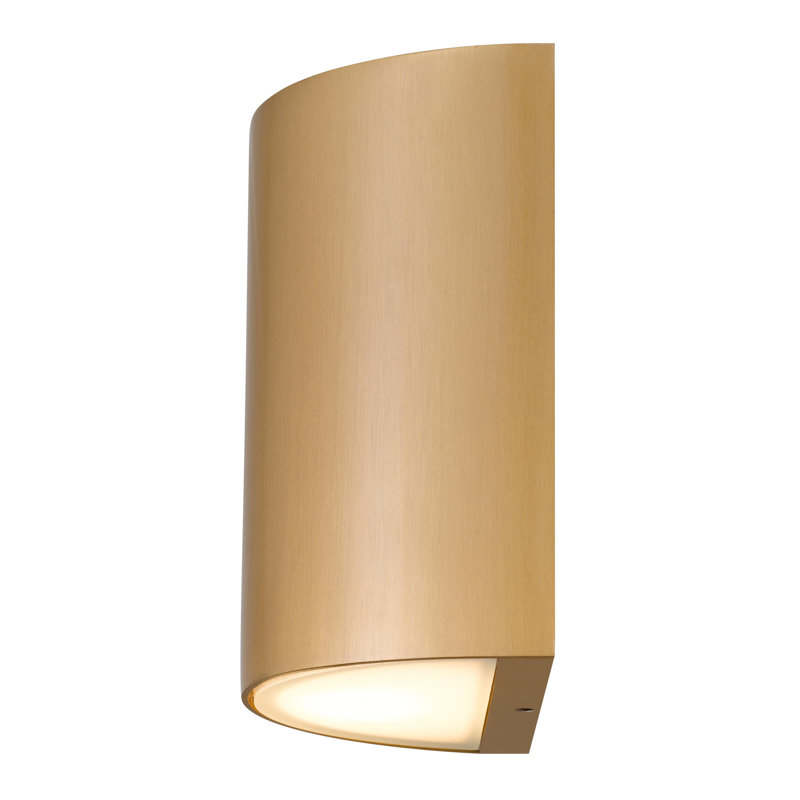 LED Wall Sconce Fixture In Brushed Aluminum, Antique Brass
