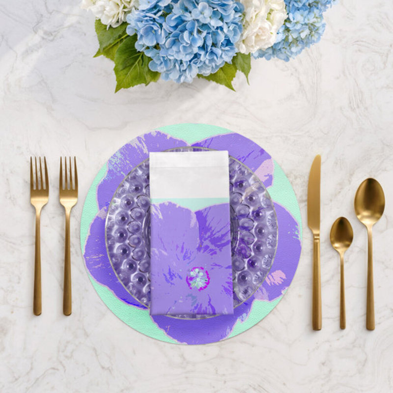 Hibiscus Cotton Sateen Dinner Napkins, Wander