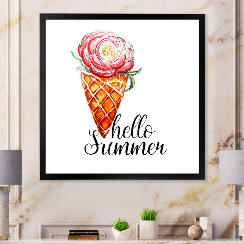 «Hello Summer Ice Cream Flower», œuvre d'art sur toile tropicale, H 36 po x l 36 po x P 1,5 po