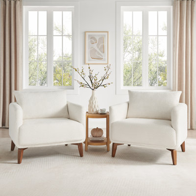 37'' Upholstered Boucle Arm Chair, Set Of 2