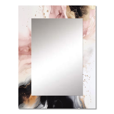 Pink Gold Marble Texture I - Marble Mirror, Pink Decorative Wall Mirror, Printed Metal Art