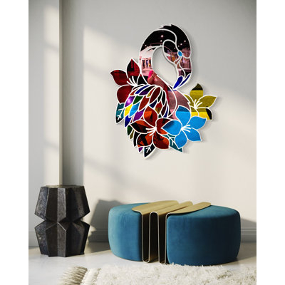 Art mural miroir en flamant - décor Pop Art pour maisons modernes