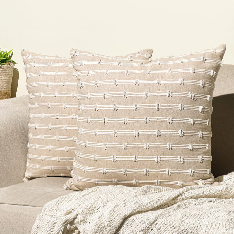 Ensemble de 2 coussins Gardenia, Beige, Carré, H 18 po x l 18 po