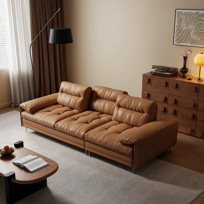 Canapé brun modulaire en similicuir