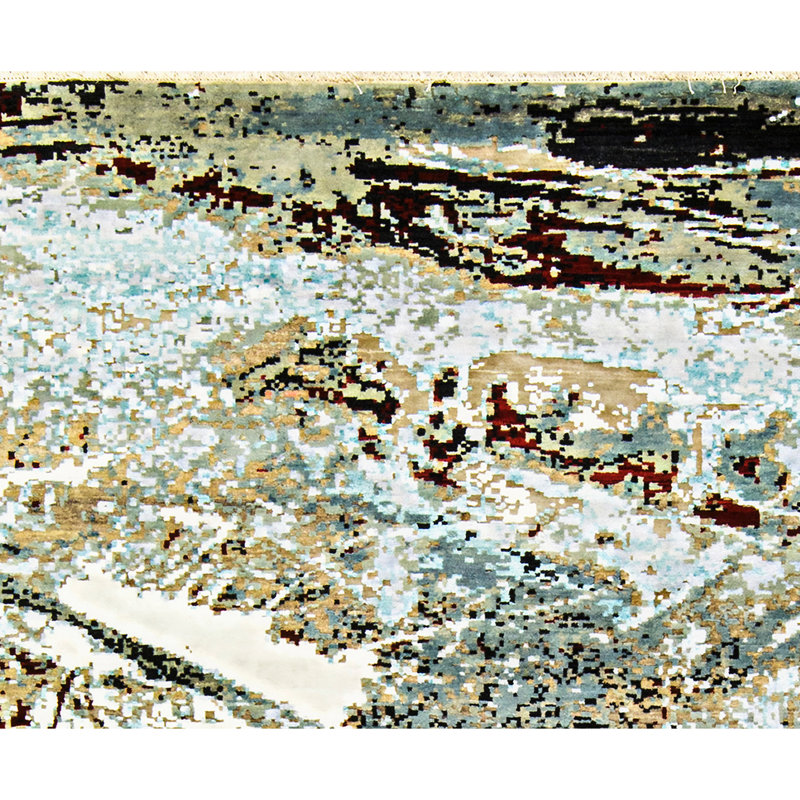 Hand Woven Wool Abstract Area Rug, Rectangle 5' x 8'