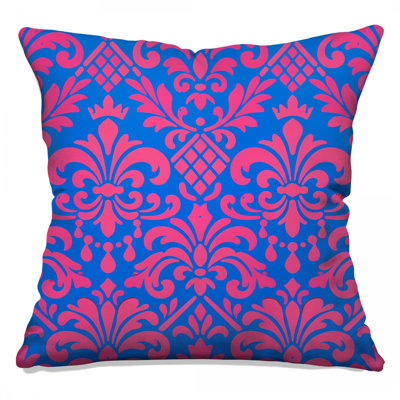 Pink Blue Damask Double Sided Throw Pillows