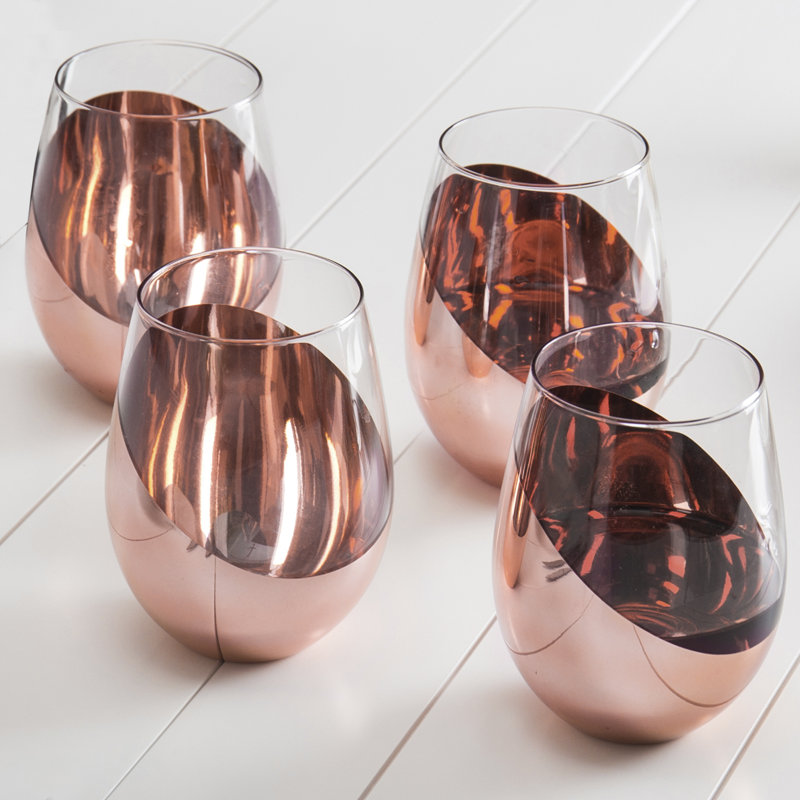 4 Piece 532ml Stemless Wine Glass Set