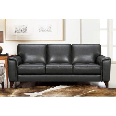 Dinese 87.75" Genuine Leather Square Arm Sofa by Latitude Run