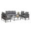 Ensemble de conversation de patio 5 pièces en aluminium 5 pièces, canapé d'extérieur 7 places avec coussins épais gris foncé et structure grise et table basse