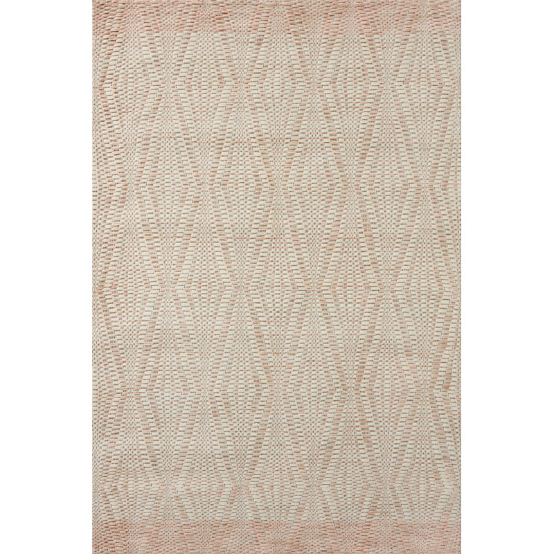 Tapis géométrique tissé à la main ivoire / rosé Roseanna, Rectangle 14 pi 6 po x 15 pi