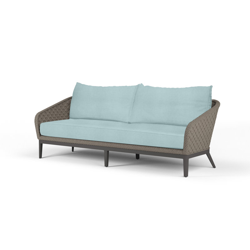 Canapé d'extérieur de 87 po de largeur avec coussins Sunbrella Aayush, Dupione Celeste Sunbrella®