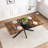55.11" -70.86"Retro Rectangular Stretch Dining Table,  Top And Black Relief Plate, Black Fine Sand Cross Iron Foot Base Dining Table, With Storage Box.-359742665