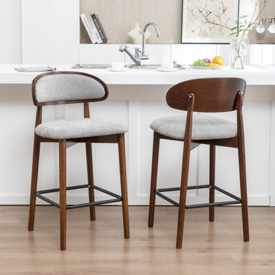 Wooden arc-shaped soft-panel bar stool