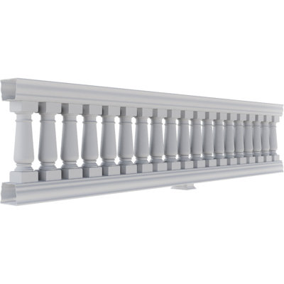 Fiberthane 700 Series Oxford Unassembled Balustrade Railing Kit, 32 1/2" Overall Height x 12'L. Kit includes (19) 5"W x 20"H Oxford Balusters, (1) 144"L Top Rail, (1) 144"L Bottom Rail, (4) Railing Installation Brackets & 1 Support Block