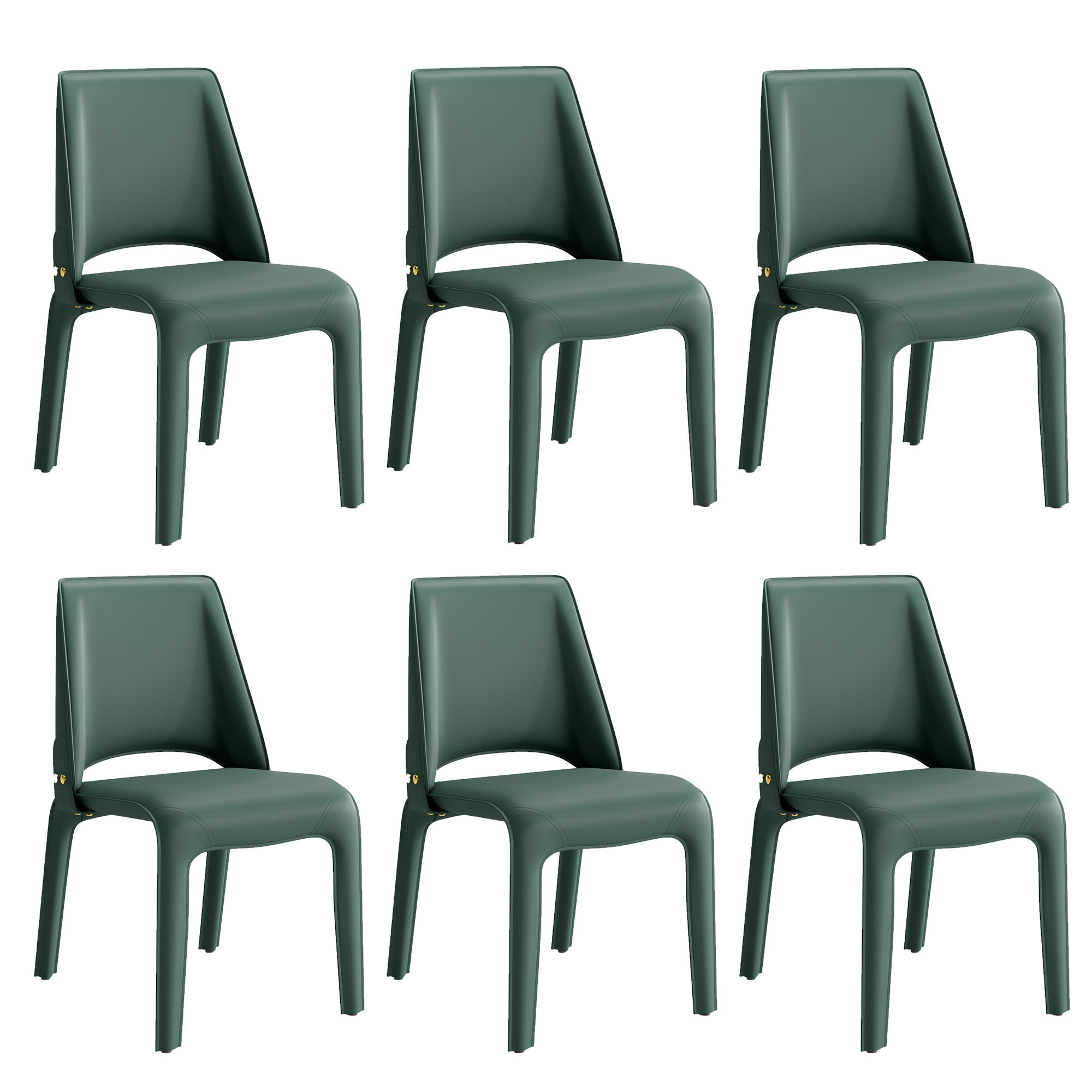 Vannes Vegan Leather Dining Chair, Minimal Assembly Needed, 6, Green