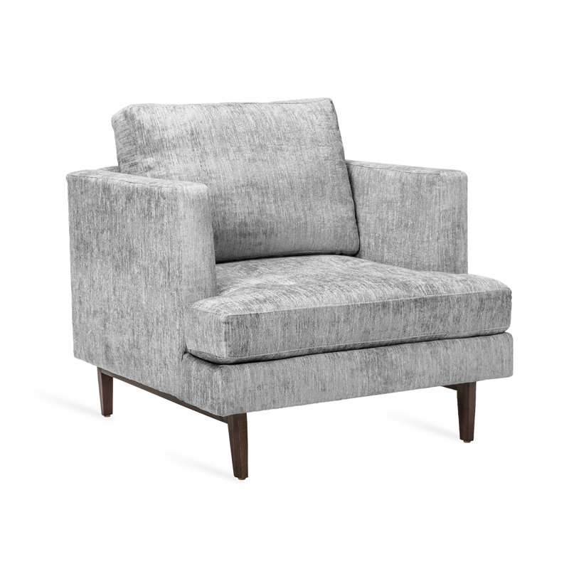 Ayler Tufted Chair, Feather Chenille, Walnut