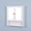 Armoire de salle de bain murale blanche avec 2 portes miroir et une tablette réglable
