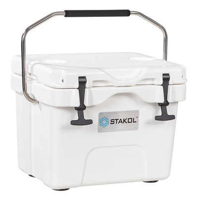16 Quart Cooler Portable Ice Chest Leak-proof 24 Cans Ice Boxfor Camping White