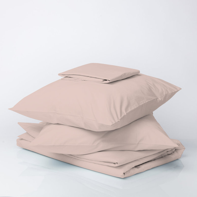 Ensemble de draps légers en mélange de coton brossé infroissable, Ensemble de draps pour lit simple TG + un drap-hou, Rougir