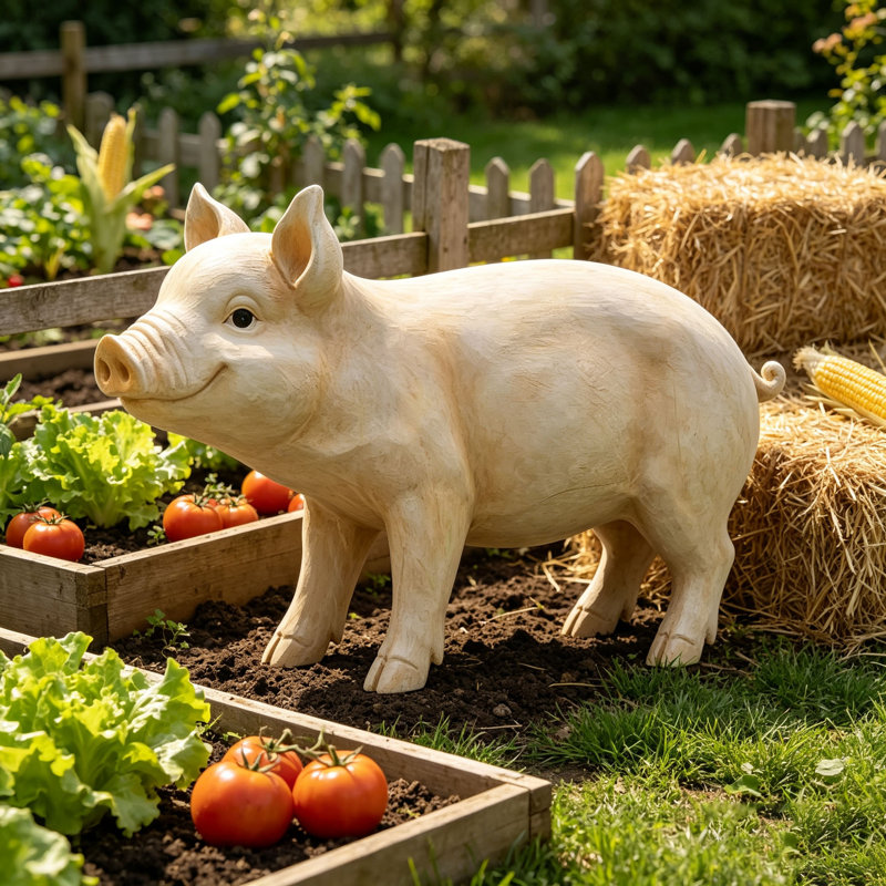 Figurine de cochon de ferme en résine, décoration de jardin