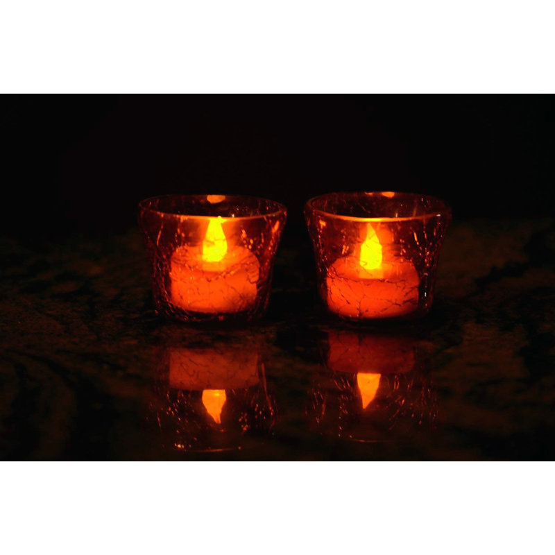Petit ensemble de porte-votive en verre 2 pièces, Rouge