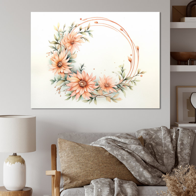 «Chrysanthemums Charm Leaves On The Branch», reproduction sur toile, H 12 po x l 20 po x P 1 po, Toile tendue