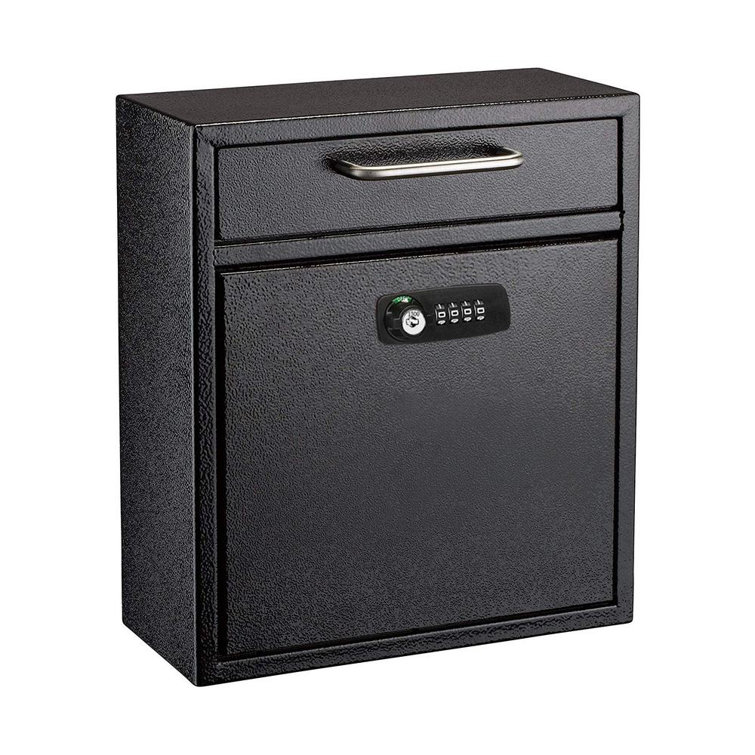 Medium Drop Box Wall Mounted Locking Mailbox With Key And Combination Lock