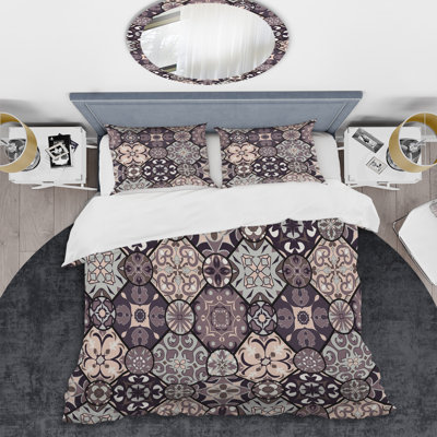 Brown Mosaic Patchwork Patchwork Duvet Cover