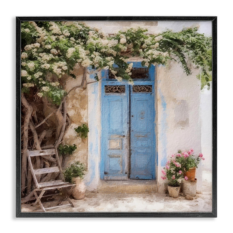 Porte grecque avec arbre, estampe numérique de RileyB, Giclée encadrée noir minuit, H 24 po x l 24 po