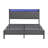 Dark Gray Upholstered Bed With Charging Station & Storage - Platform Frame Full Led Headboard Metal Structure, Breathable Upholstery, Gray, No Box Spring, Easy To Assemble