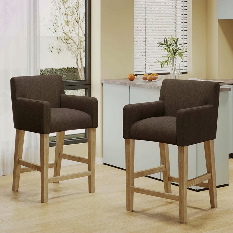Tabouret de comptoir rembourré de 30,5 po - , 2, Brun, Brun