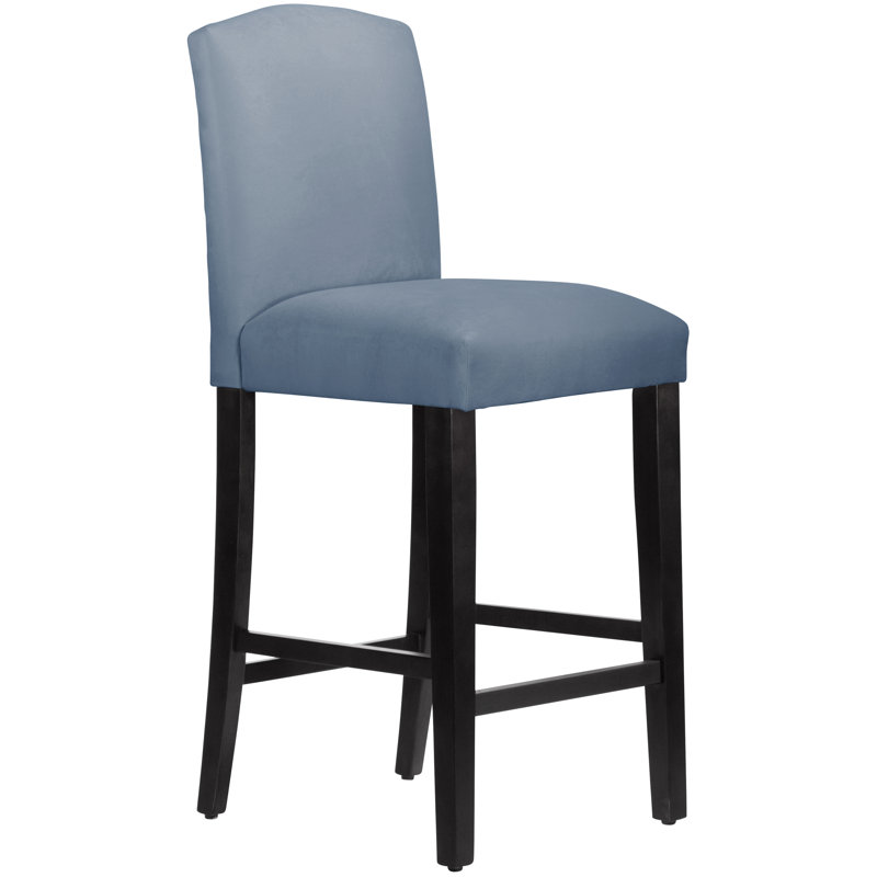 Tabouret de bar et de comptoir April, Tabouret de bar (siège d'une hauteur de 31 po), Velours océan classique, Bois noir