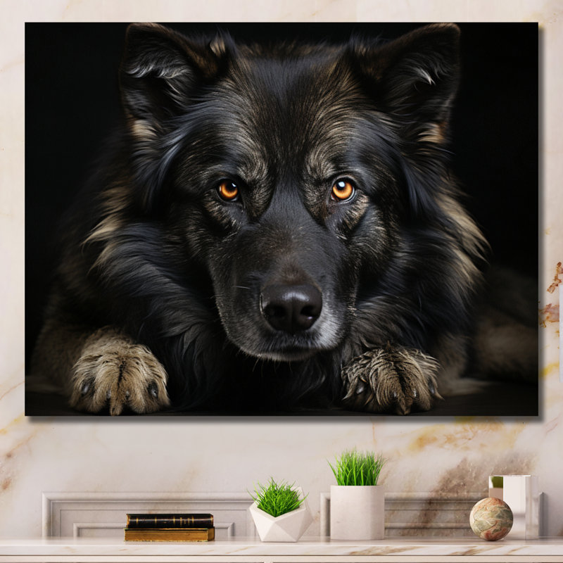Portrait de chien I - reproduction sur toile, H 16 po x l 32 po x P 1 po, Toile tendue