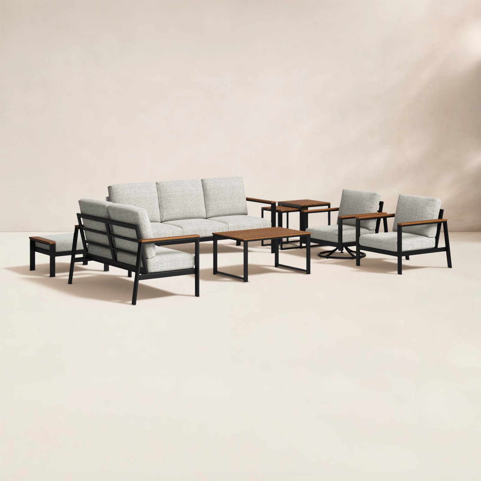 Townsend 8-Person Sunbrella® Patio Seating Group, Canvas Granite