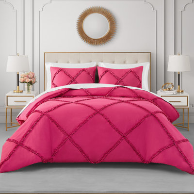Diamond Ruffle Reversible Microfiber Comforter Set