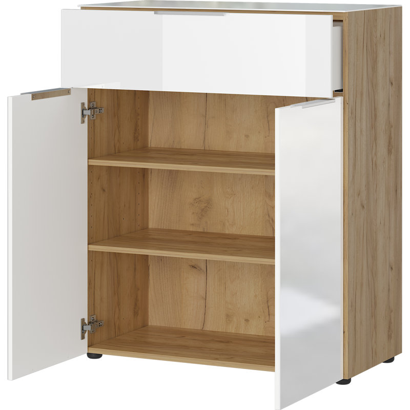 Abbygail 83cm W 1 - Drawer Chest of Drawers, Replica Navarra Oak/White