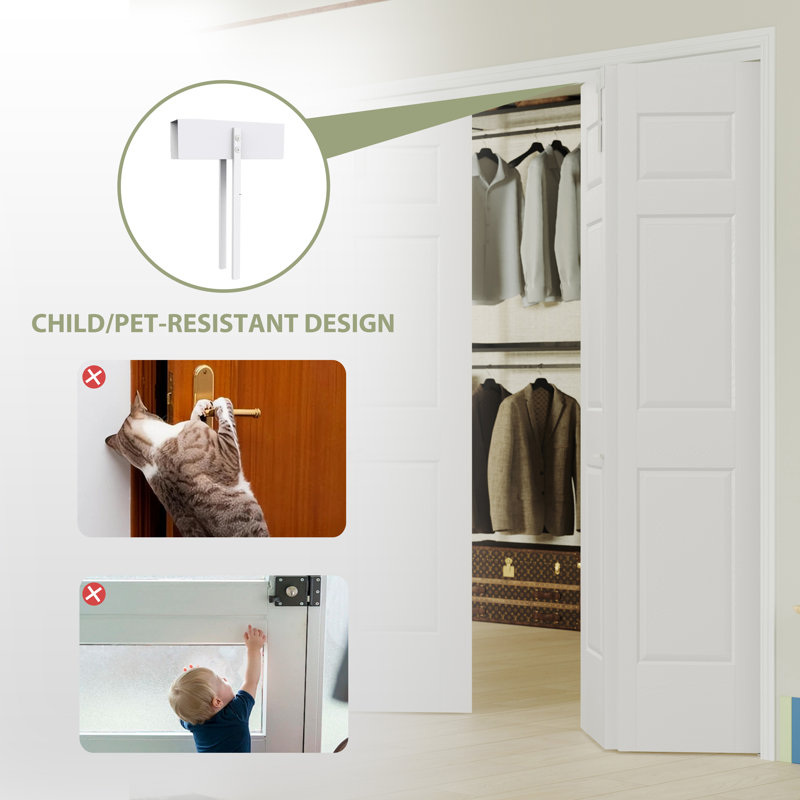Porte pliante blanche à 6 panneaux de style garde-manger bifold avec garde-manger et garde-manger, 36 po x 80 po, 1