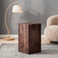 Table basse carrée en noyer avec plateau en panneau de fibres à densité moyenne brun classique, 12 po x 12 po x 20 po, table d'appoint sans assemblage