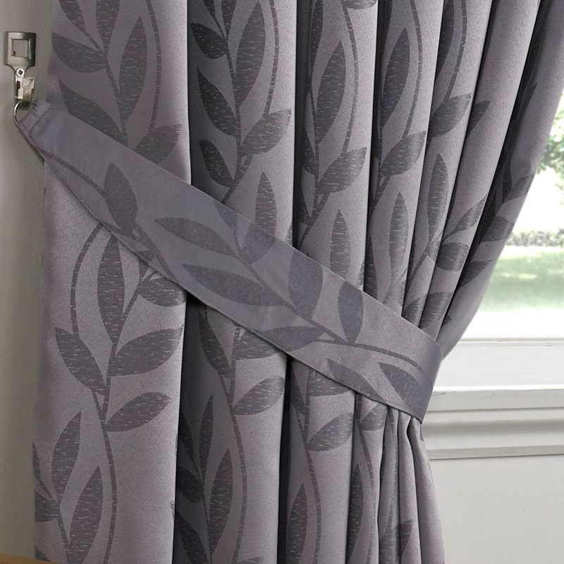 Becquere Ring Top Room Darkening Curtains, Silver, 116 W x 137cm D 