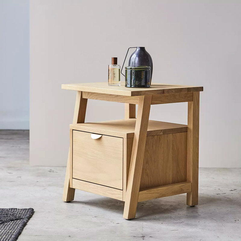 Gryffin 45 cm W Solid Wood Bedside Table
