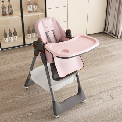 Siège multifonctionnel rose avec ceinture, roues verrouillables silencieuses, système réglable à 5 niveaux, matériau PP et coussin de nettoyage facile à utiliser pour le salon