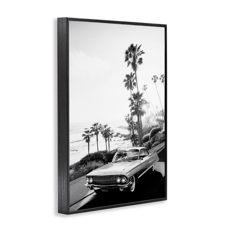 Estampe numérique noire et blanche Malibu, design de Sissi et Seb, H 18 po x l 12 po, Giclée encadrée noir minuit
