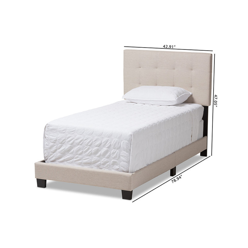 Yetkin Upholstered Bed, Twin, Beige